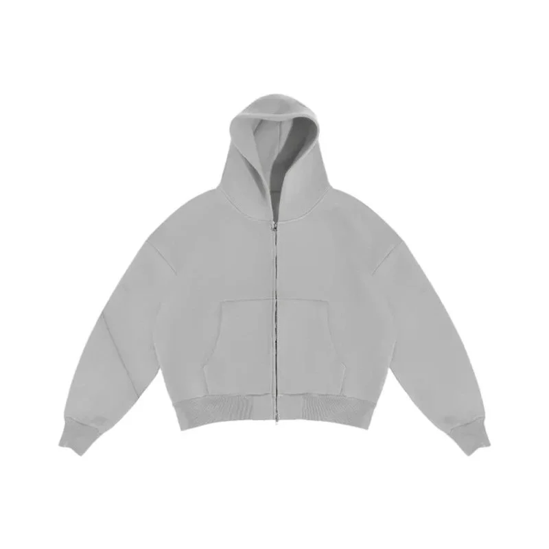 Unisex Grey Zip-Up Hoodie Sweatshirt