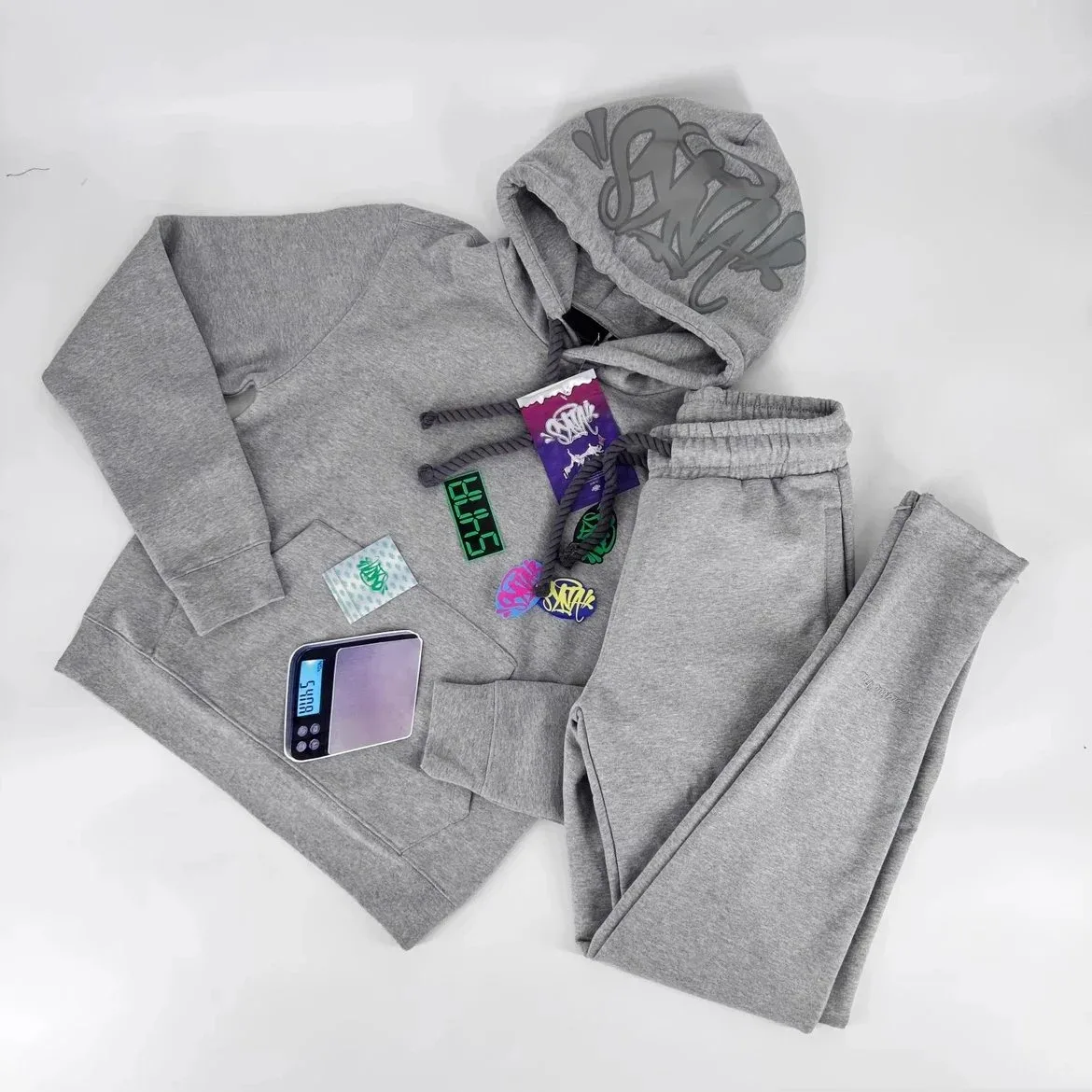 Gray Graffiti Hoodie & Joggers Set
