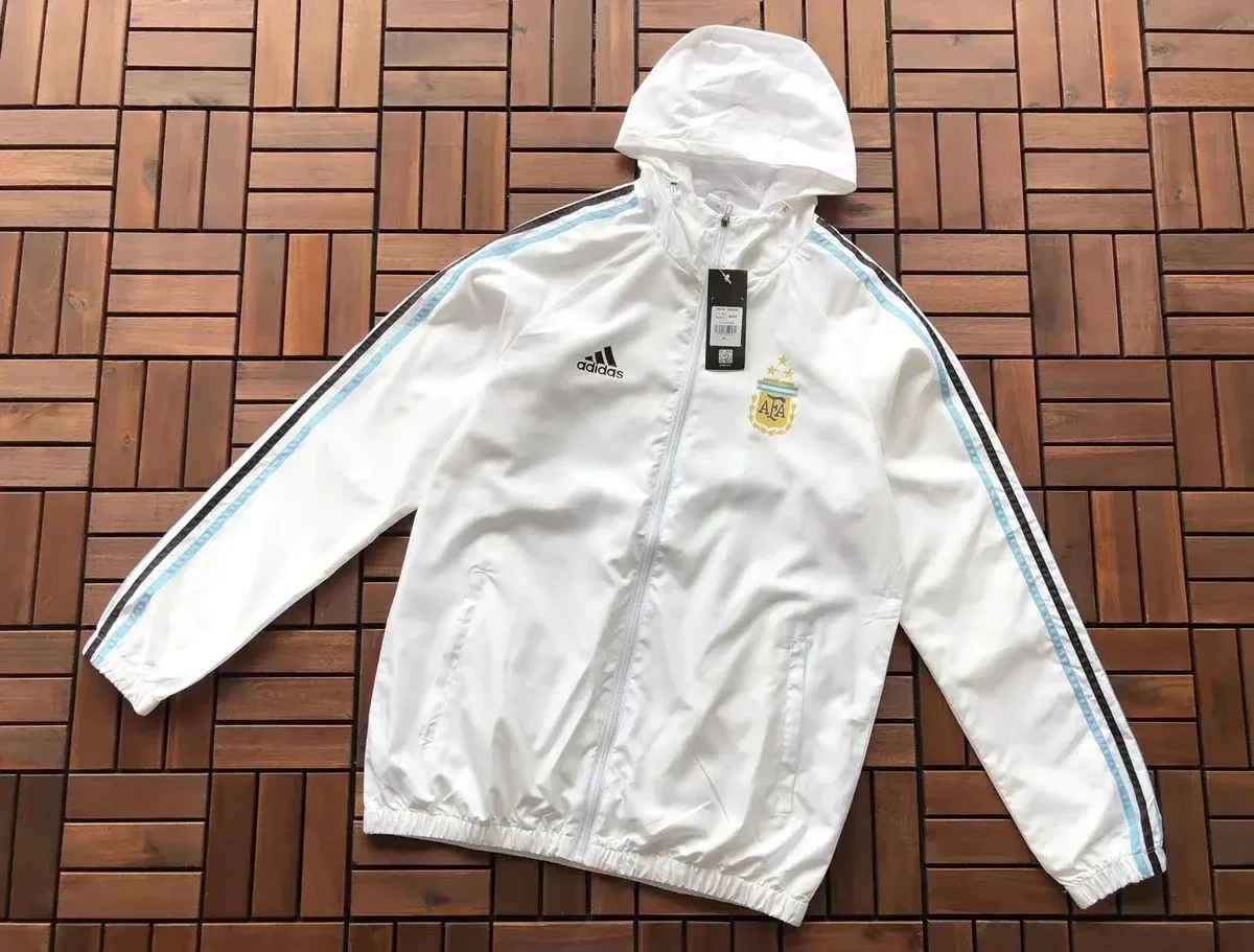 Adidas Argentina Jacket White Blue Track Windbreaker