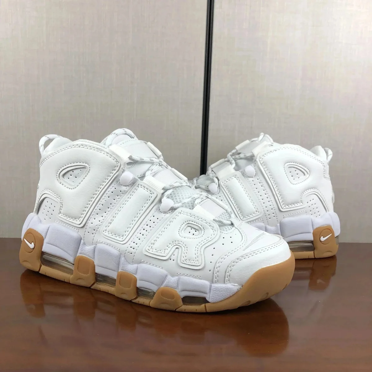 Nike Air More Uptempo Triple White Gum Sneakers
