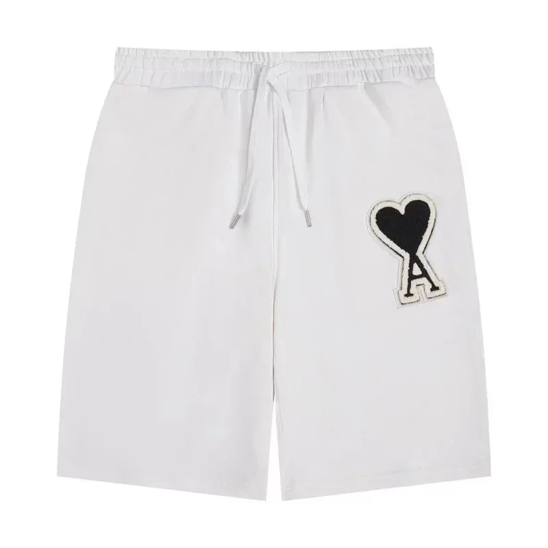 Ami Paris White AM Heart Patch Shorts
