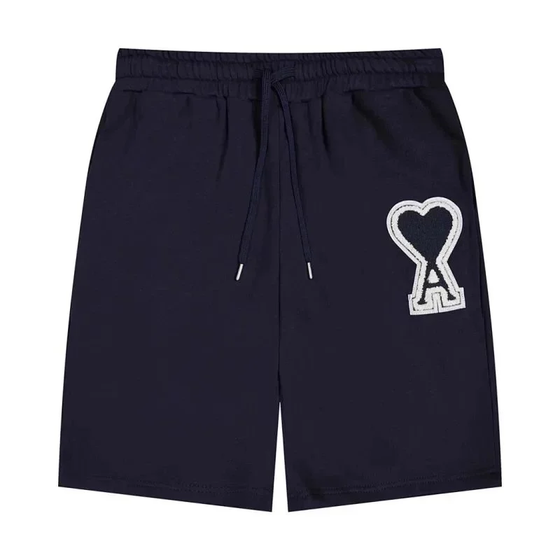 Ami Paris Heart Logo Navy Shorts
