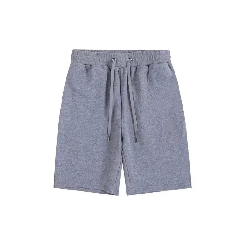 Gray Solid Drawstring Shorts Casual
