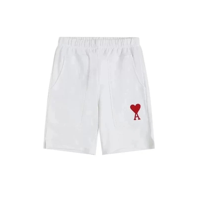 Ami Paris White AM Heart Logo Shorts