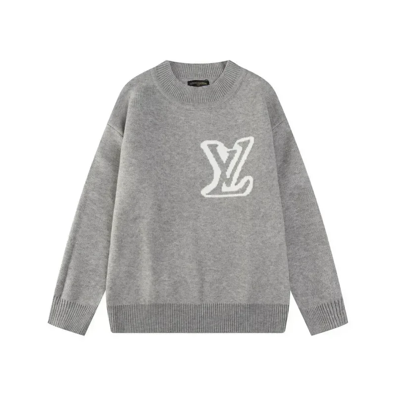 Louis Vuitton Grey LV Logo Knit Sweater