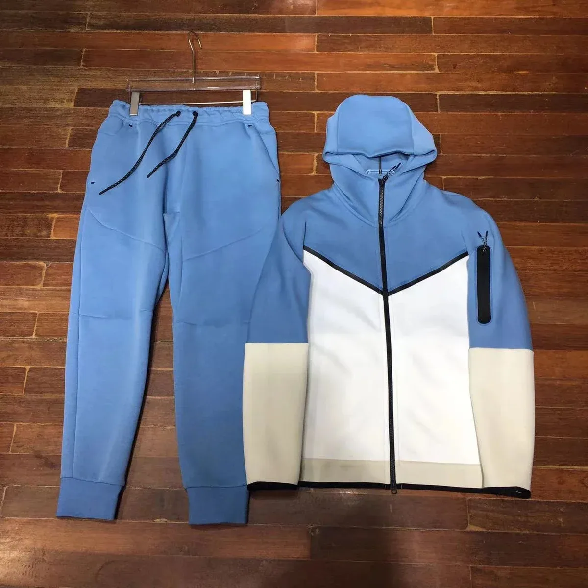 Nike Tech Fleece Blue & White Hoodie & Pants Set