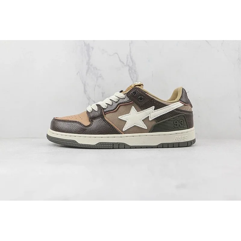 A Bathing Ape BAPE STA 32 Brown Leather Sneakers
