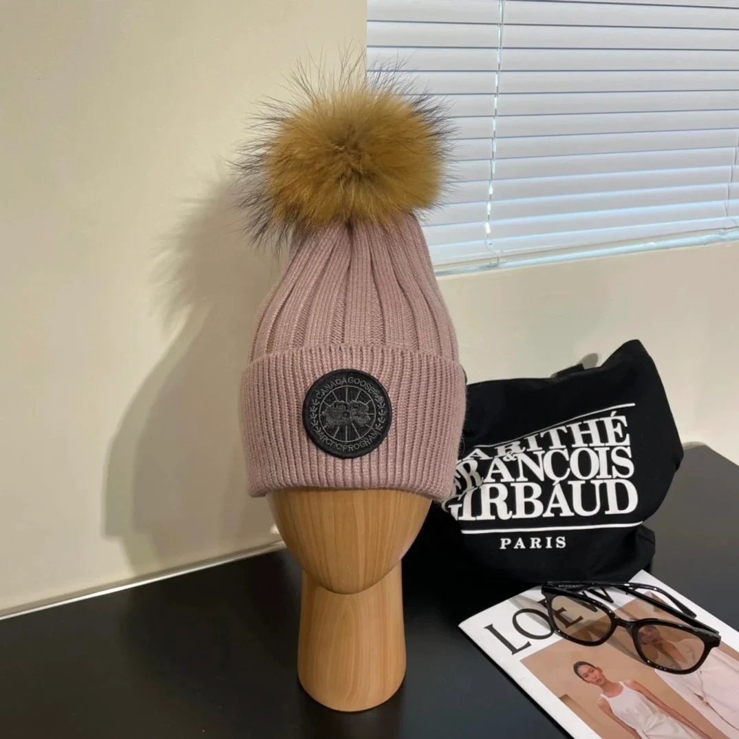 Pink 21 Beanie with Fur Pom Headwear