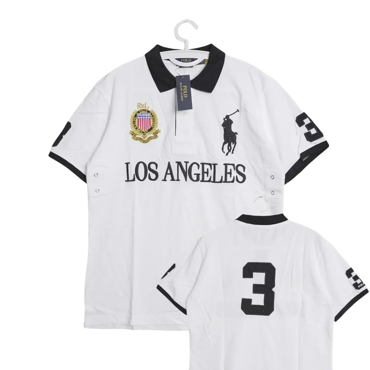 Ralph Lauren Polo Los Angeles White Black Short Sleeve Shirt