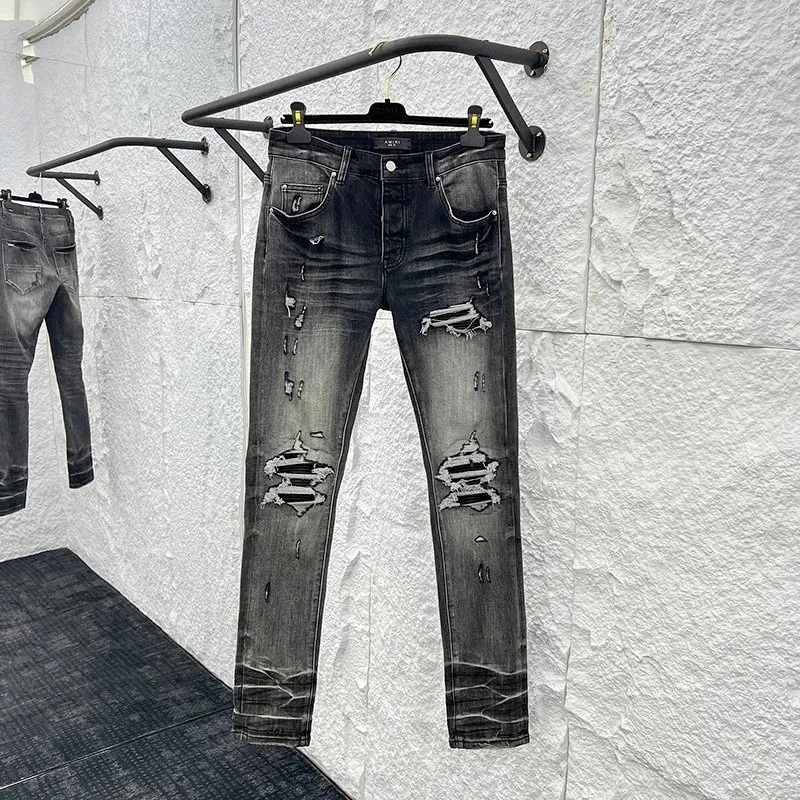 Distressed Black Jeans Slim Fit