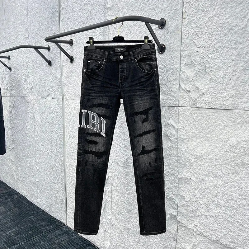 Black IR1 Jeans with Distressed Detail