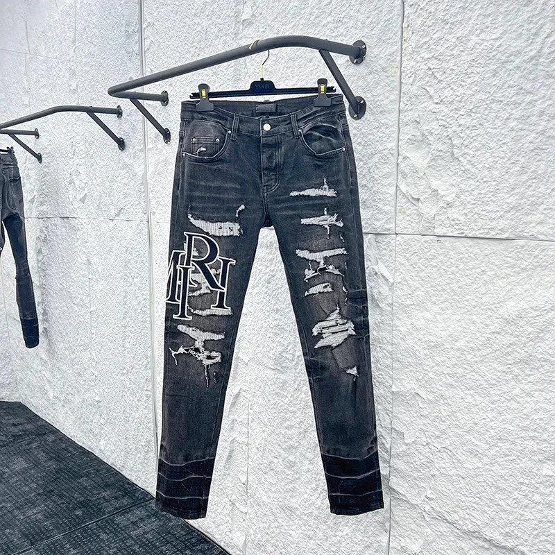 RiRi Distressed Black Jeans with RI Logo