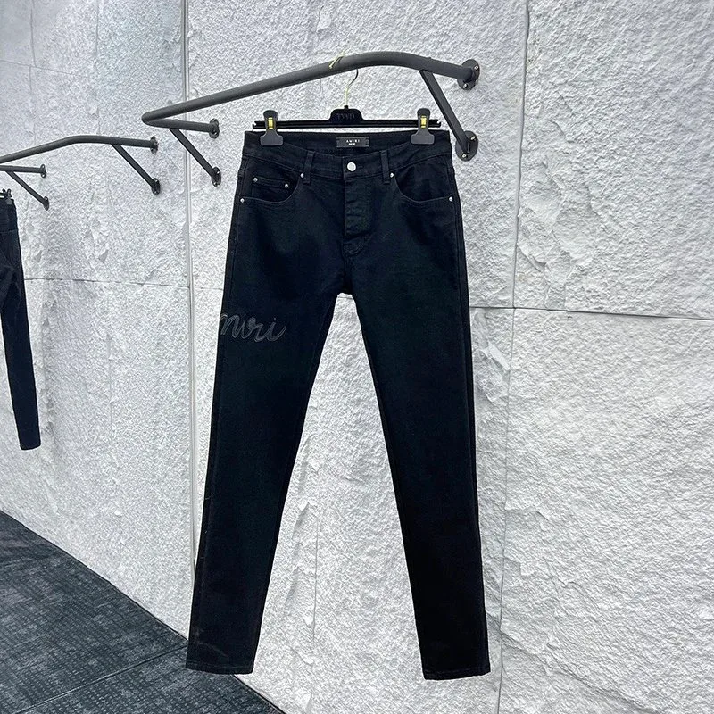 Black Slim Fit Jeans with Embroidered Detail