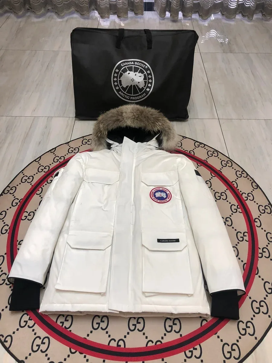 Canada Goose Expedition White Fur Hooded Parka