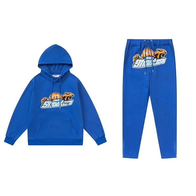 Blue Tiger Print Tracksuit Set
