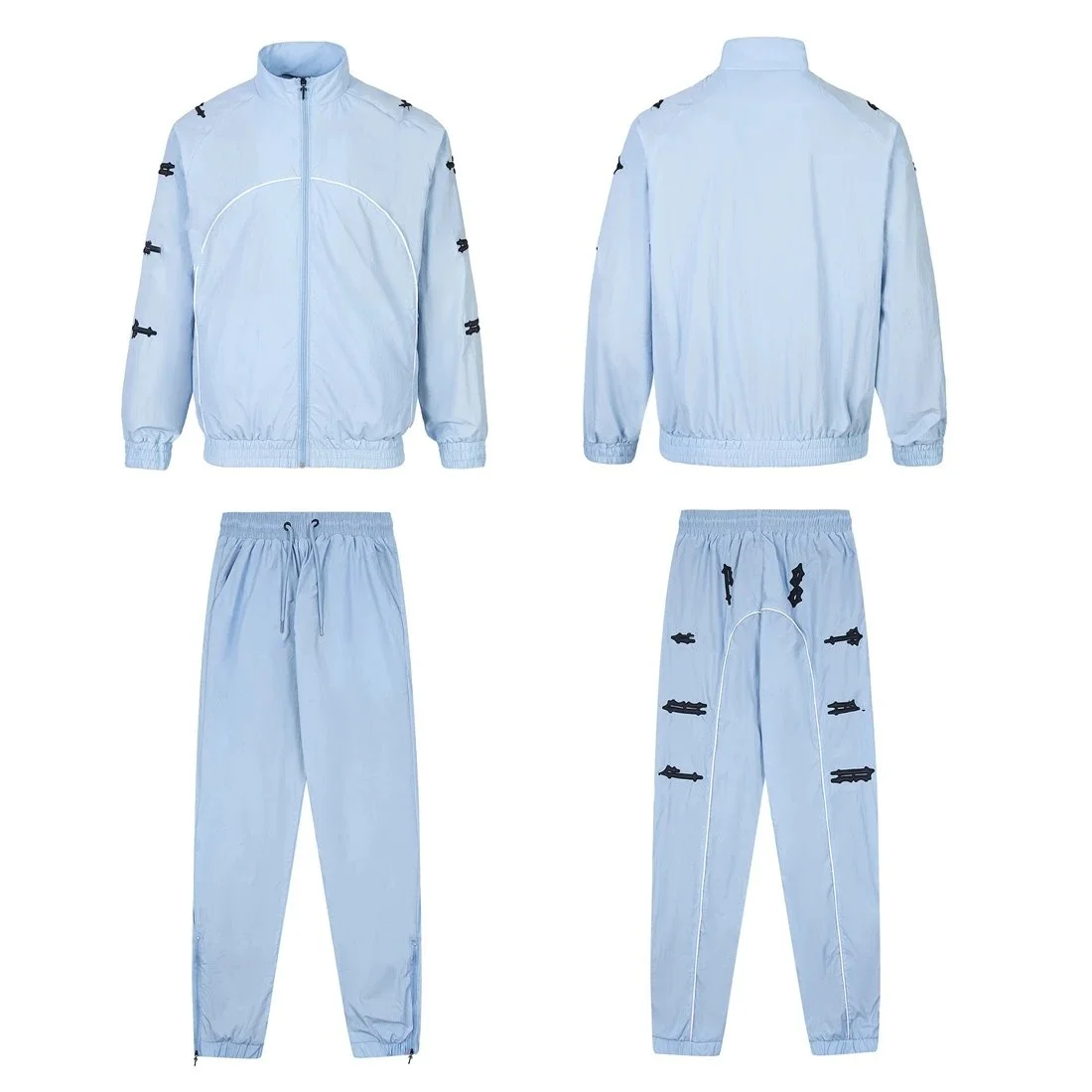 Light Blue Tracksuit Set with Black Accents