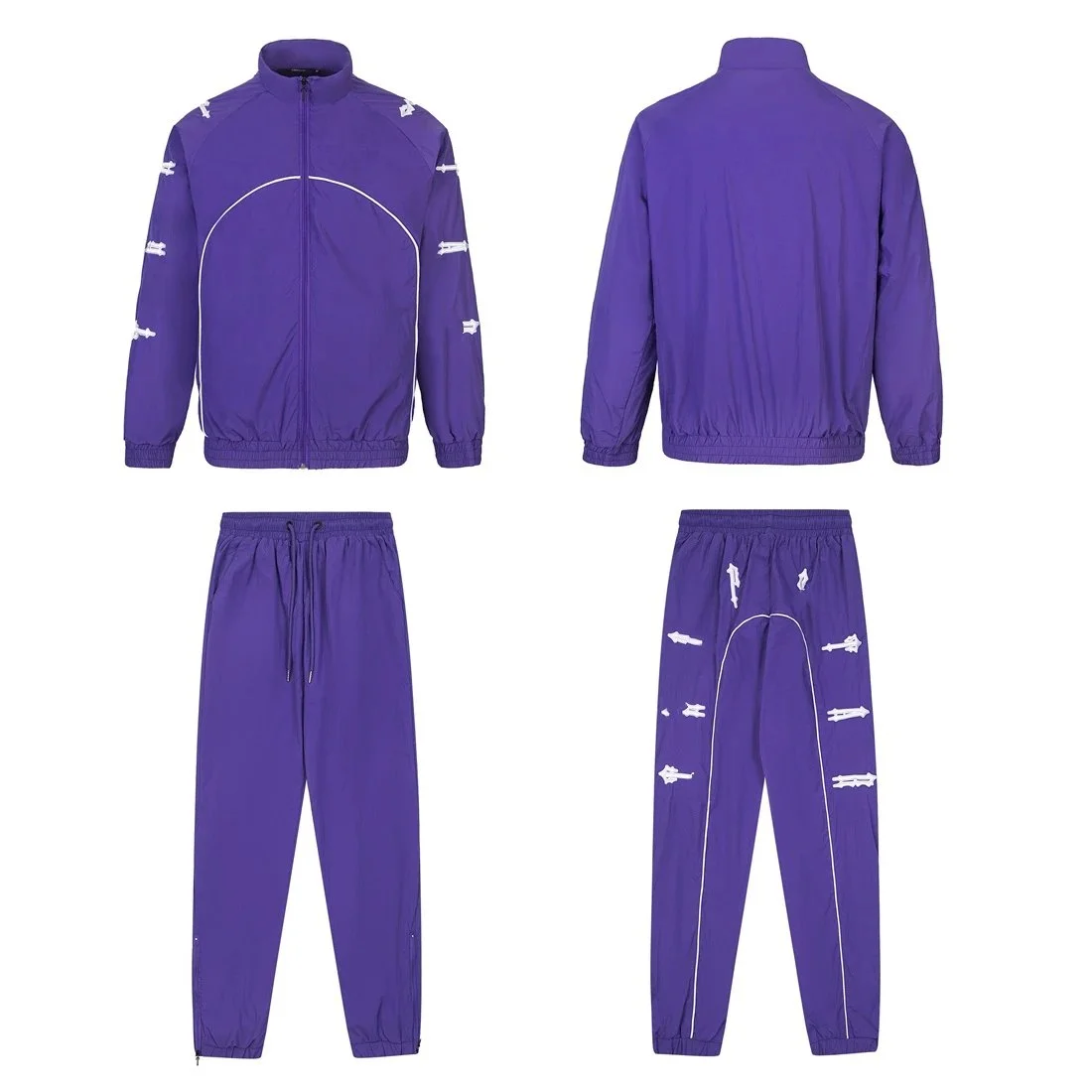 Purple Tracksuit Set with White Arrow Details