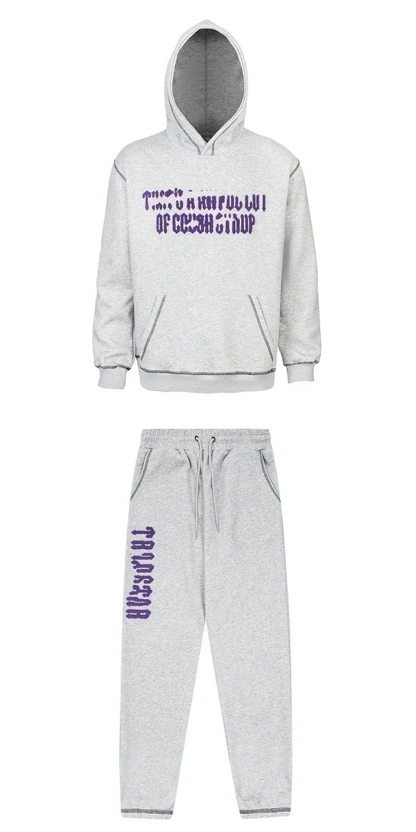 Trapstar The Painful Life of Cash Shop Hoodie & Pants Set Grey/Purple Tracksuit