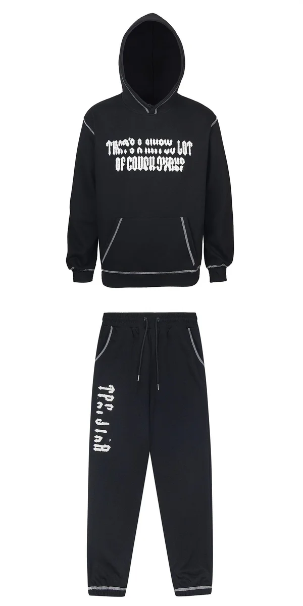 Black 'Cover Story' Tracksuit Set