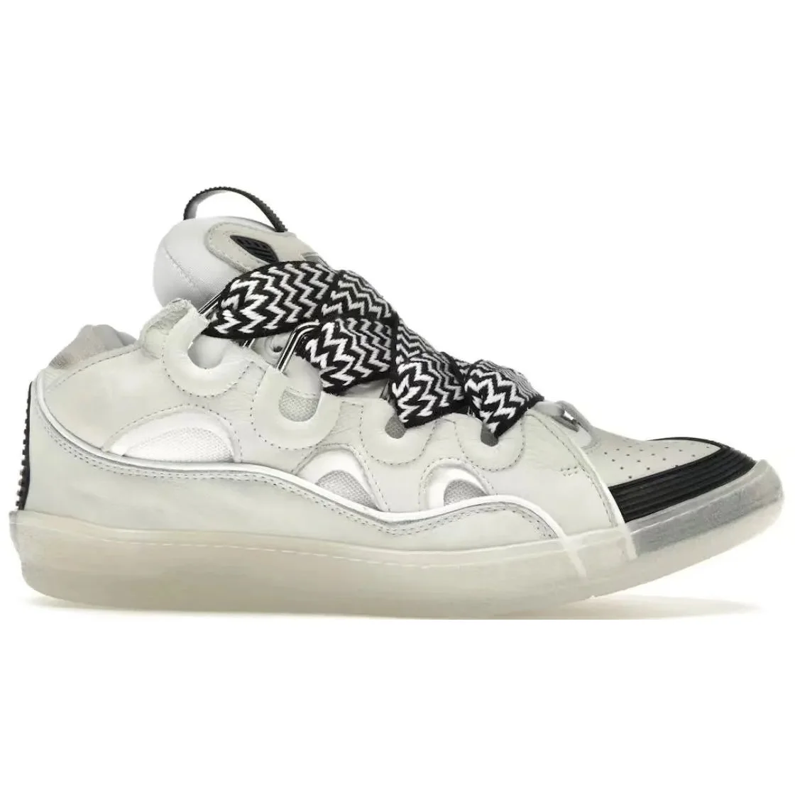 Unisex White & Black Zigzag Laces Sneakers