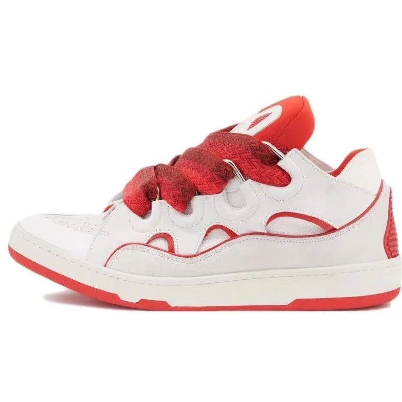 White/Red Low Sneakers