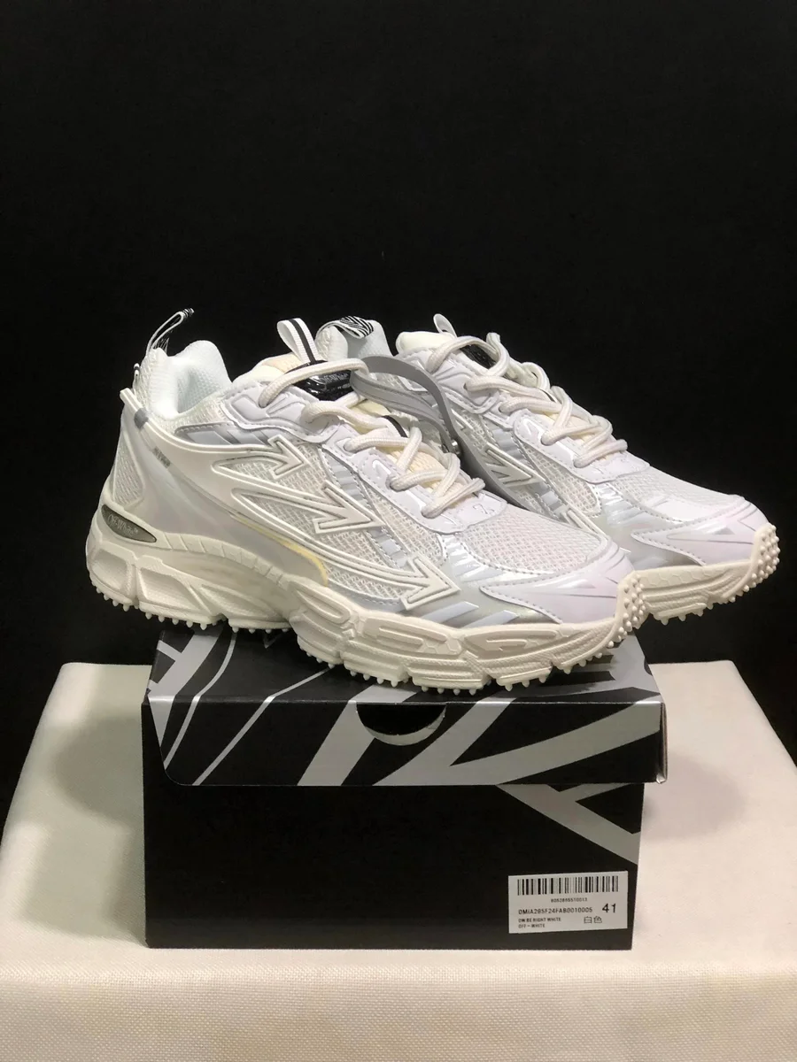 Off-White Inspired White & Silver Sneakers