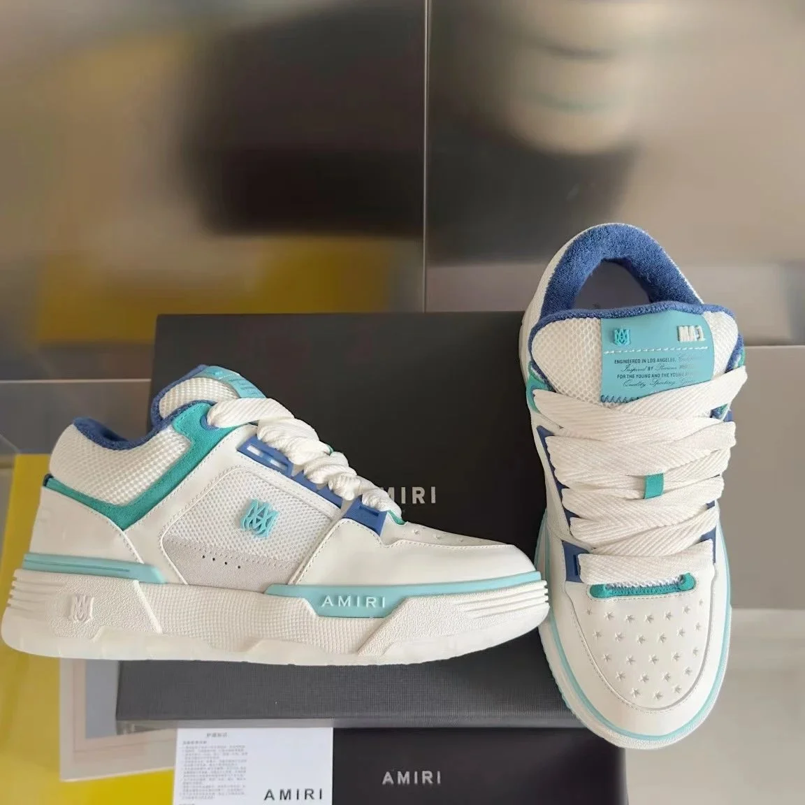 Amiri MX1 White/Turquoise Sneakers