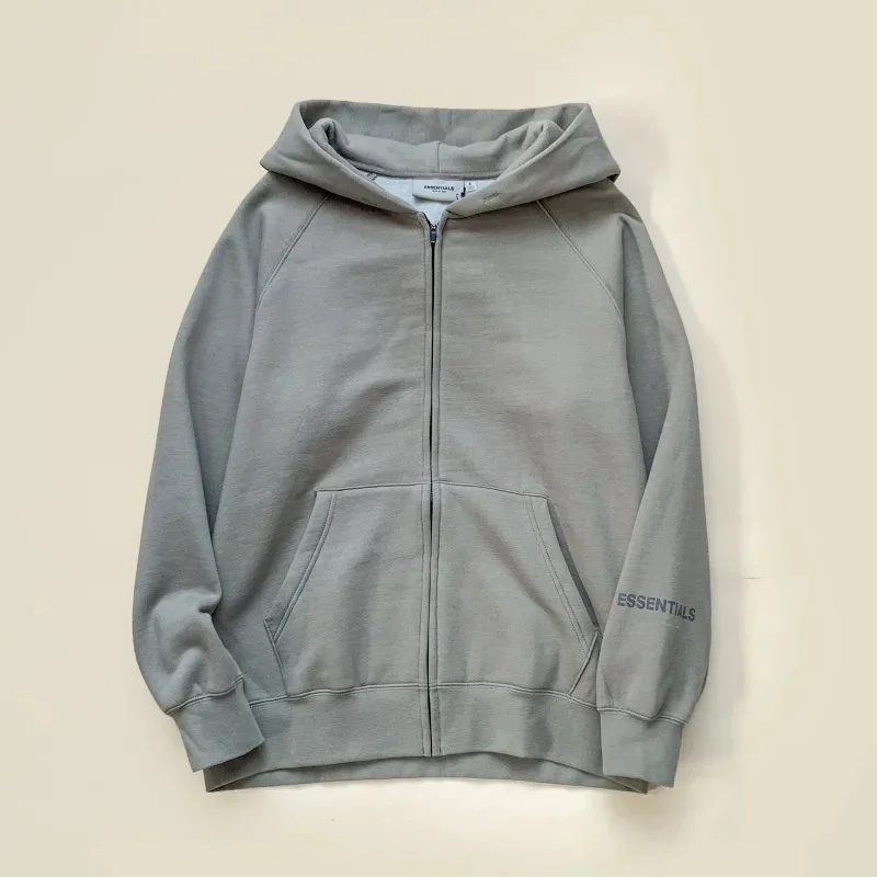Fear of God Essentials Grey Zip-Up Hoodie