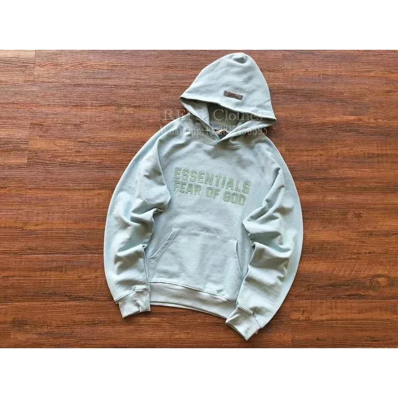 Fear of God Essentials Hoodie Light Blue Cotton Sweatshirt