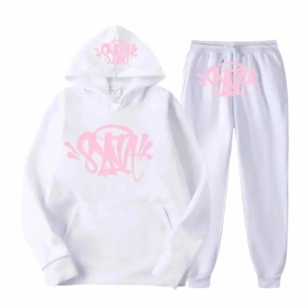 Streetwear Set DD-02 Pink Graffiti White Tracksuit
