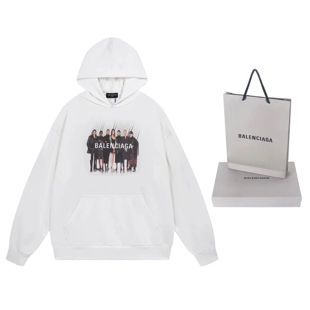 Balenciaga White Graphic Print Hoodie