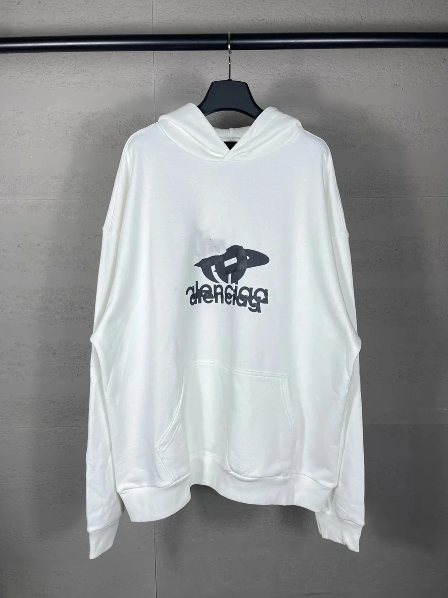 Balenciaga Hoodie White Logo Graphic Sweatshirt