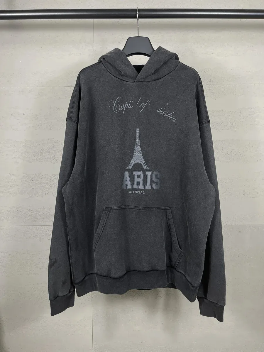 Balenciaga Paris Eiffel Tower Hoodie ARIS Dark Grey