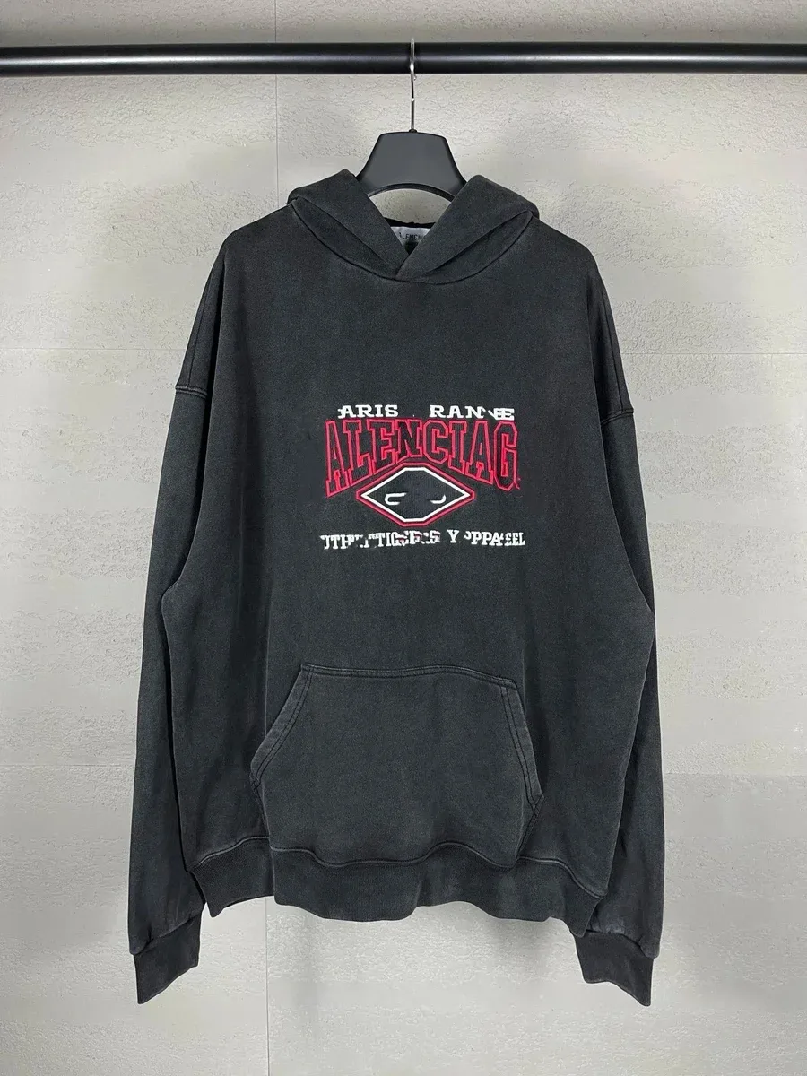 Unisex Dark Washed ALLENCIAG Hoodie with Embroidered Graphic