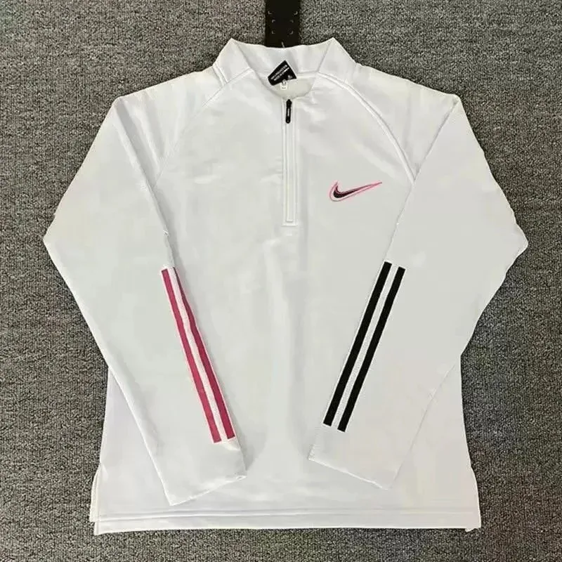 Nike Air Tech Fleece White/Pink Black Long Sleeve Top