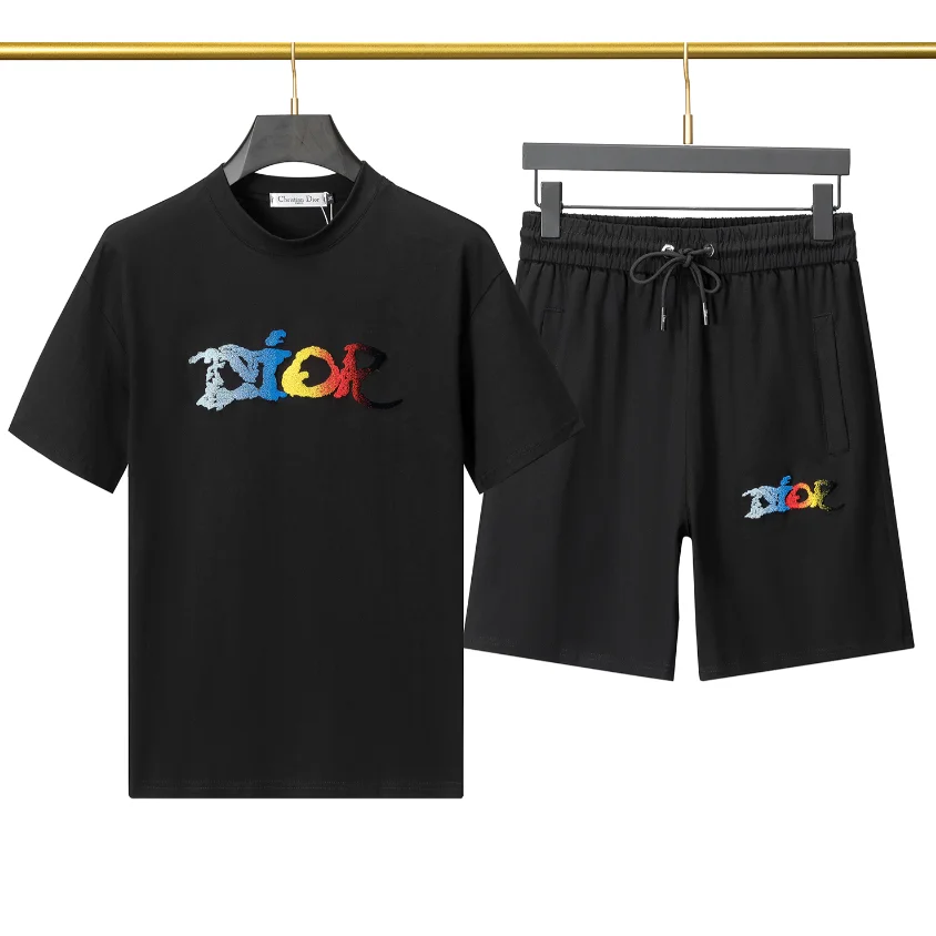Dior Black Embroidered T-Shirt & Shorts Set