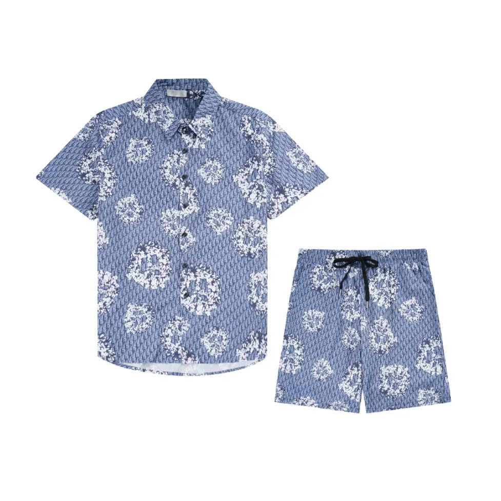 Unisex Blue Floral Print Co-ord Set