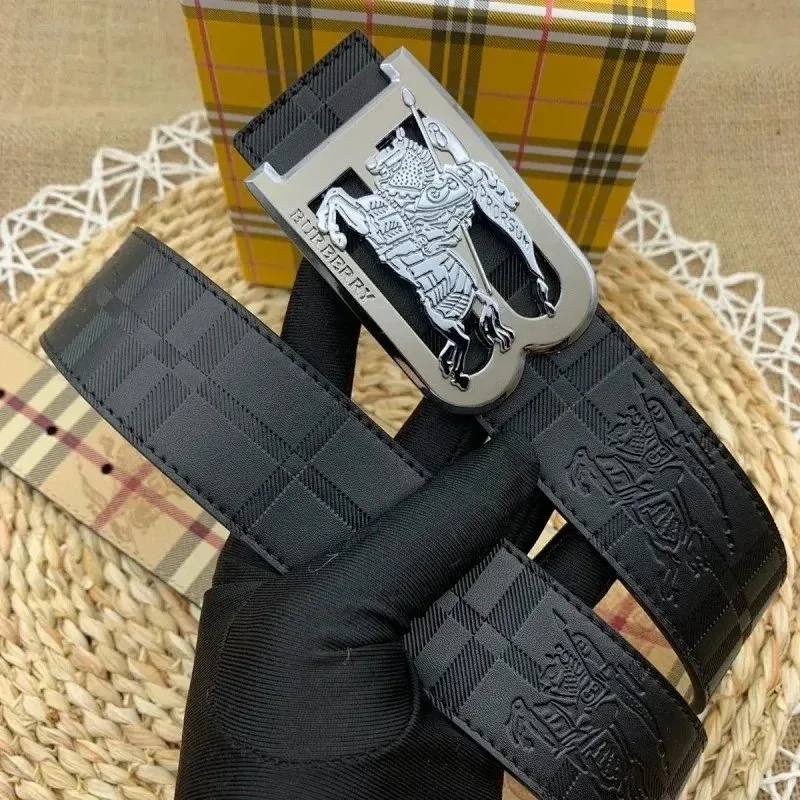 Burberry Black Classic Belt with Knight Buckle