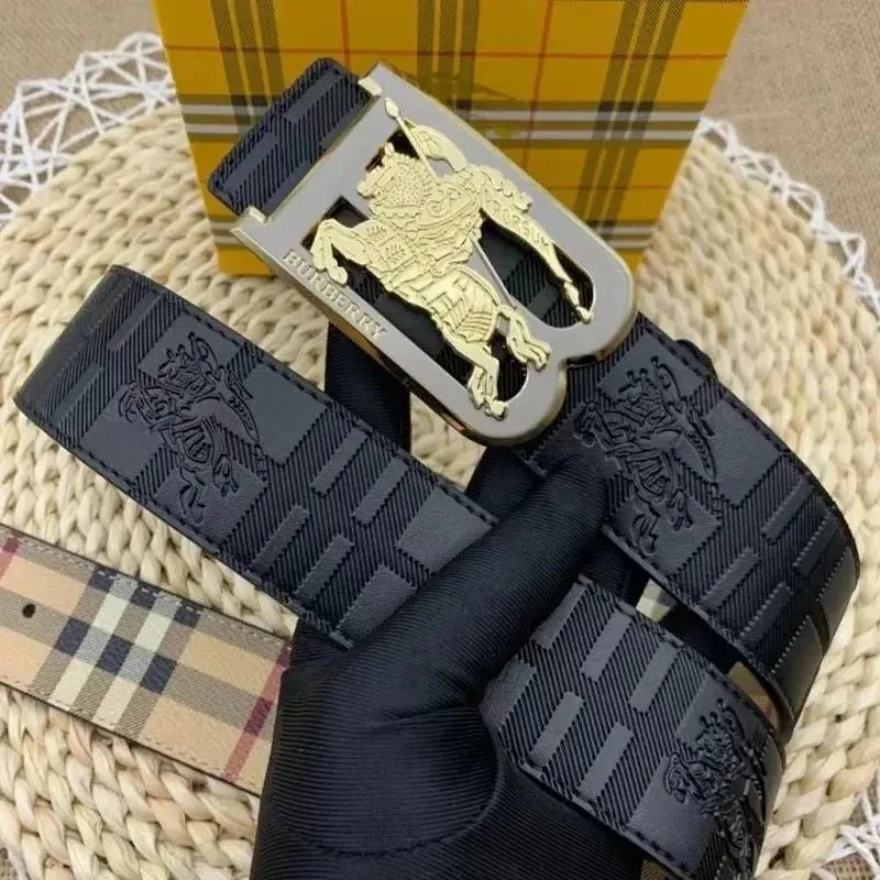 Burberry Classic Check Belt Black Leather Belt