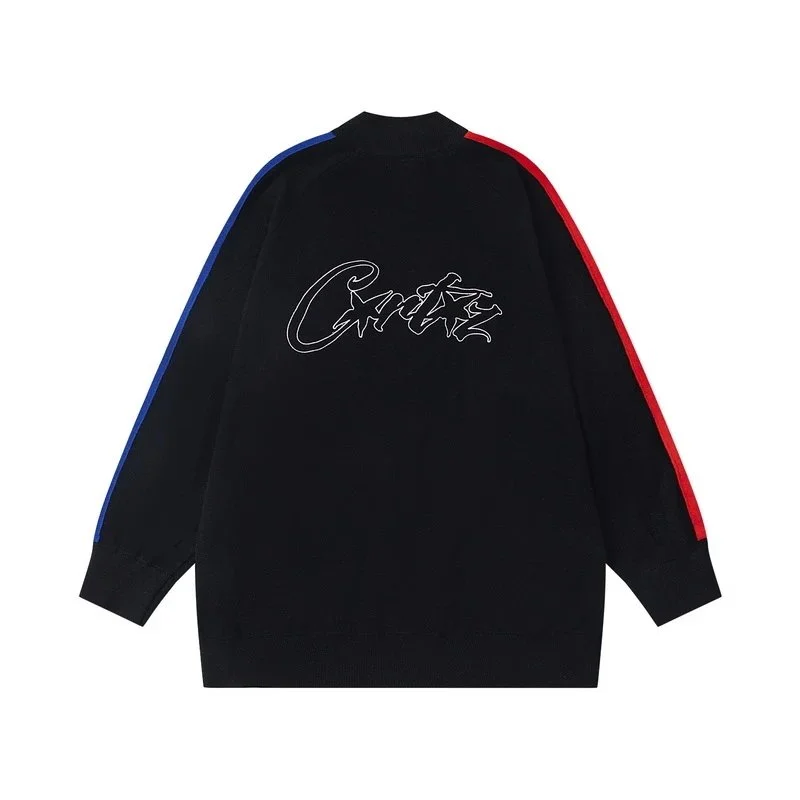 Unknown Brand Track Cardigan Black with Red and Blue Stripes