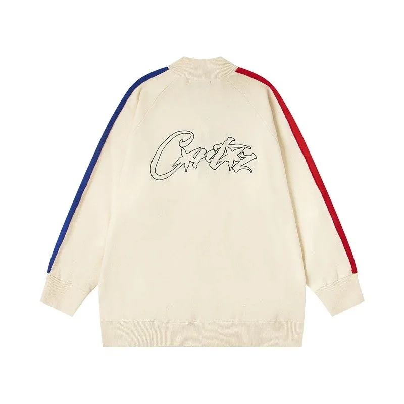 Unknown Brand Cream with Red and Blue Stripe Hoodie