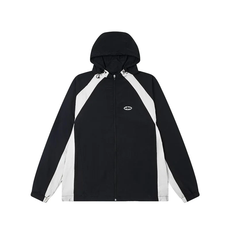Black & White Contrast Windbreaker Jacket