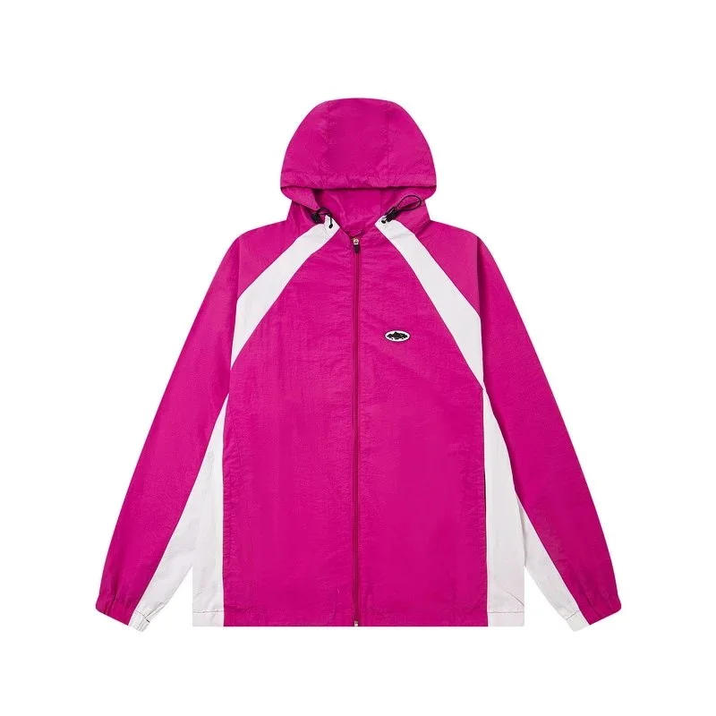 Unisex Pink & White Panelled Windbreaker Jacket