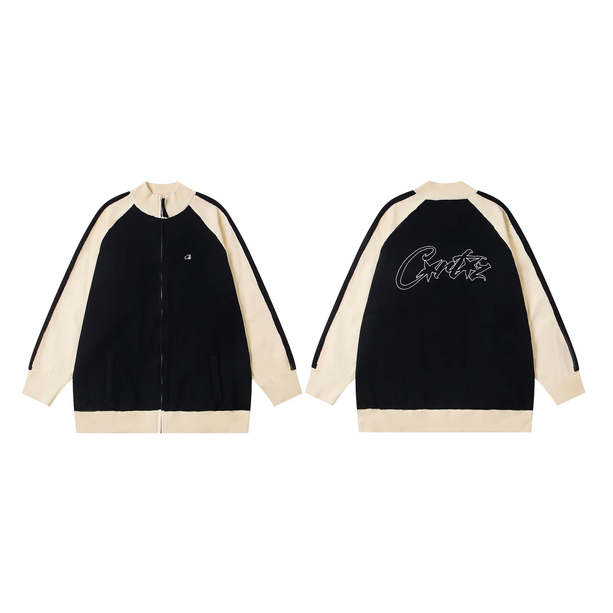 Unisex Black & Cream Contrast Track Jacket