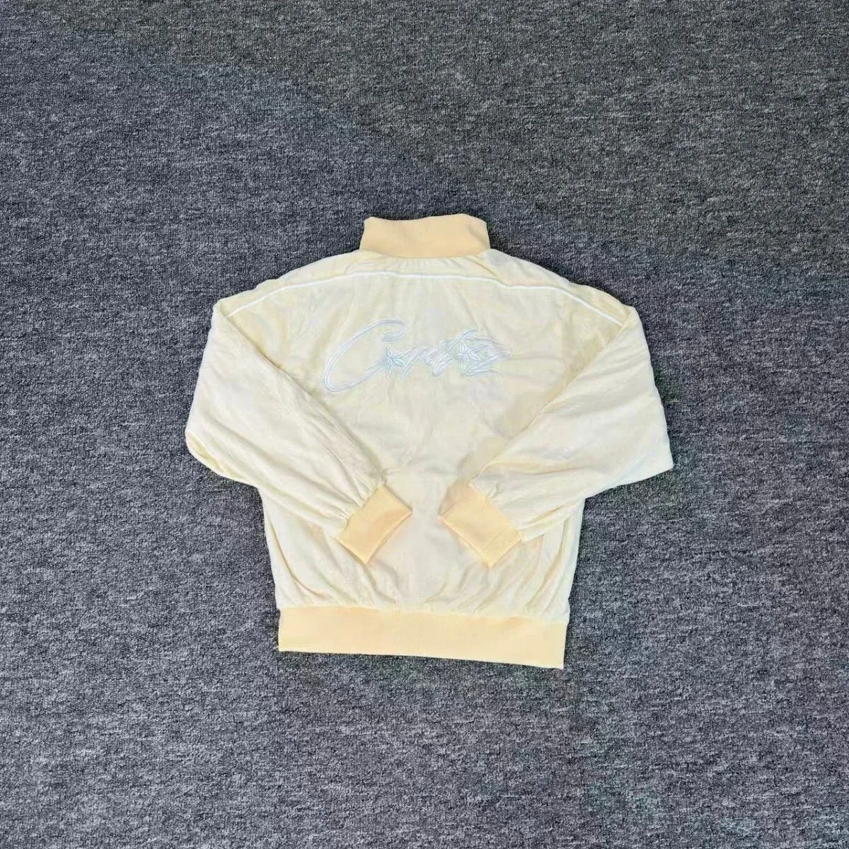 Light Yellow Embroidered Bomber Jacket