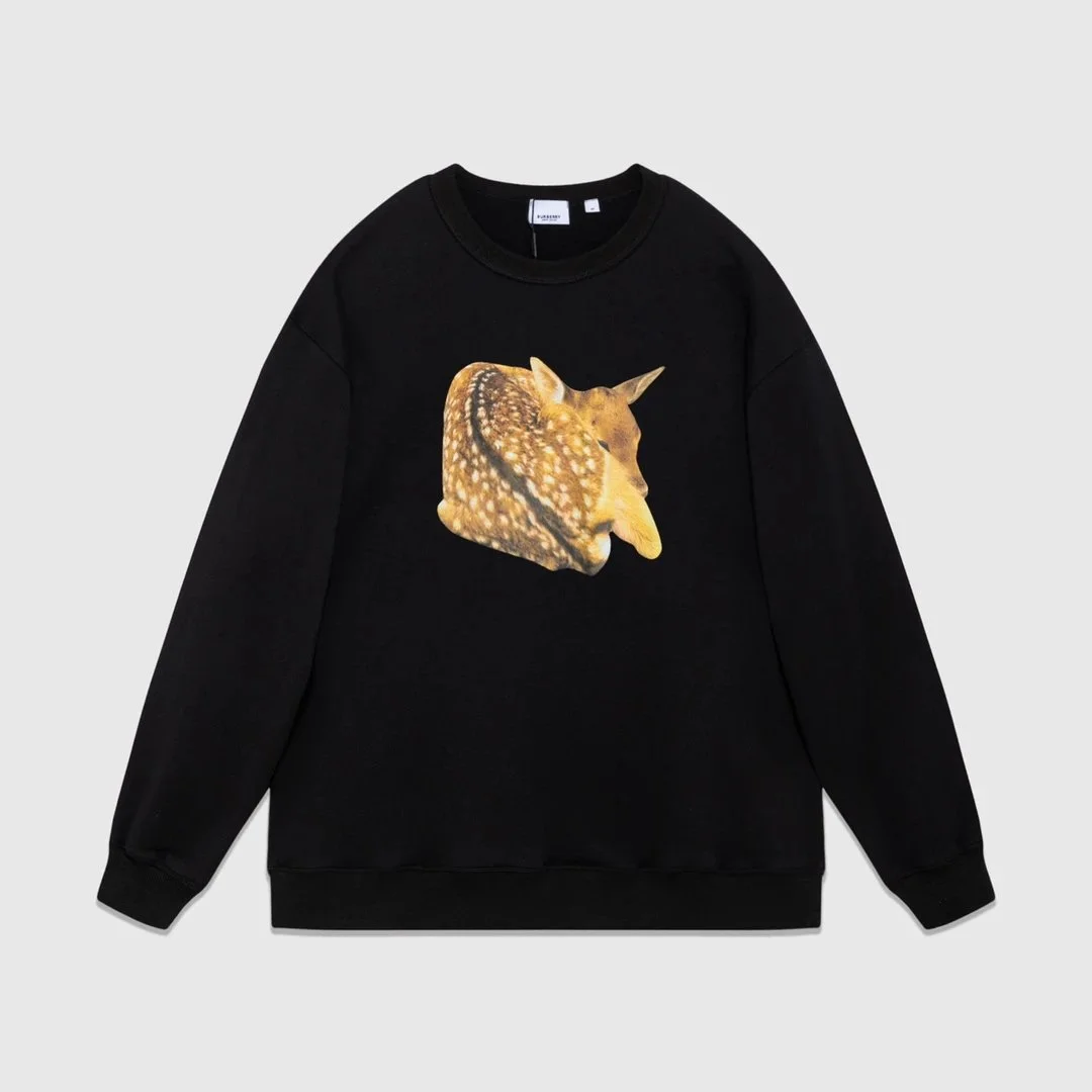 Burberry Deer Print Black Sweatshirt