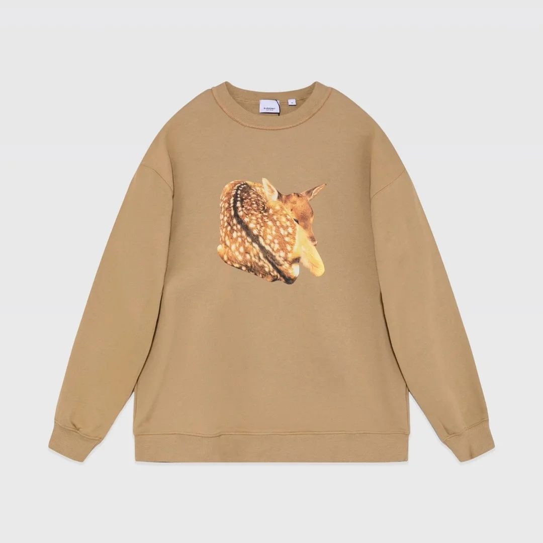 Burberry Fawn Print Crewneck Sweatshirt Beige