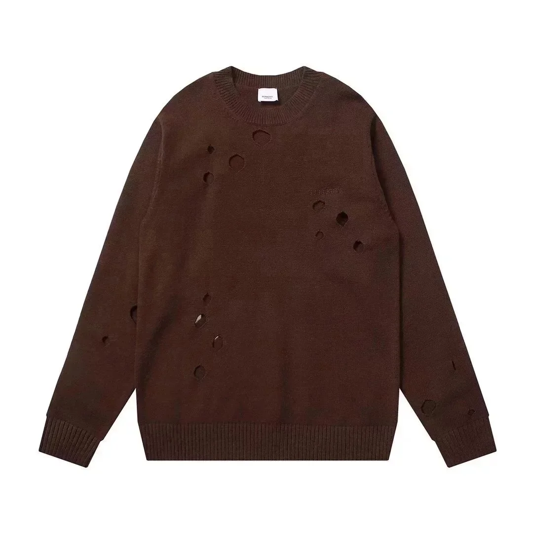 Burberry Distressed Sweater Brown Knit Top