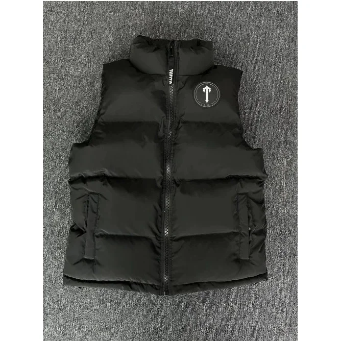 Black Puffer Vest with Logo Patch