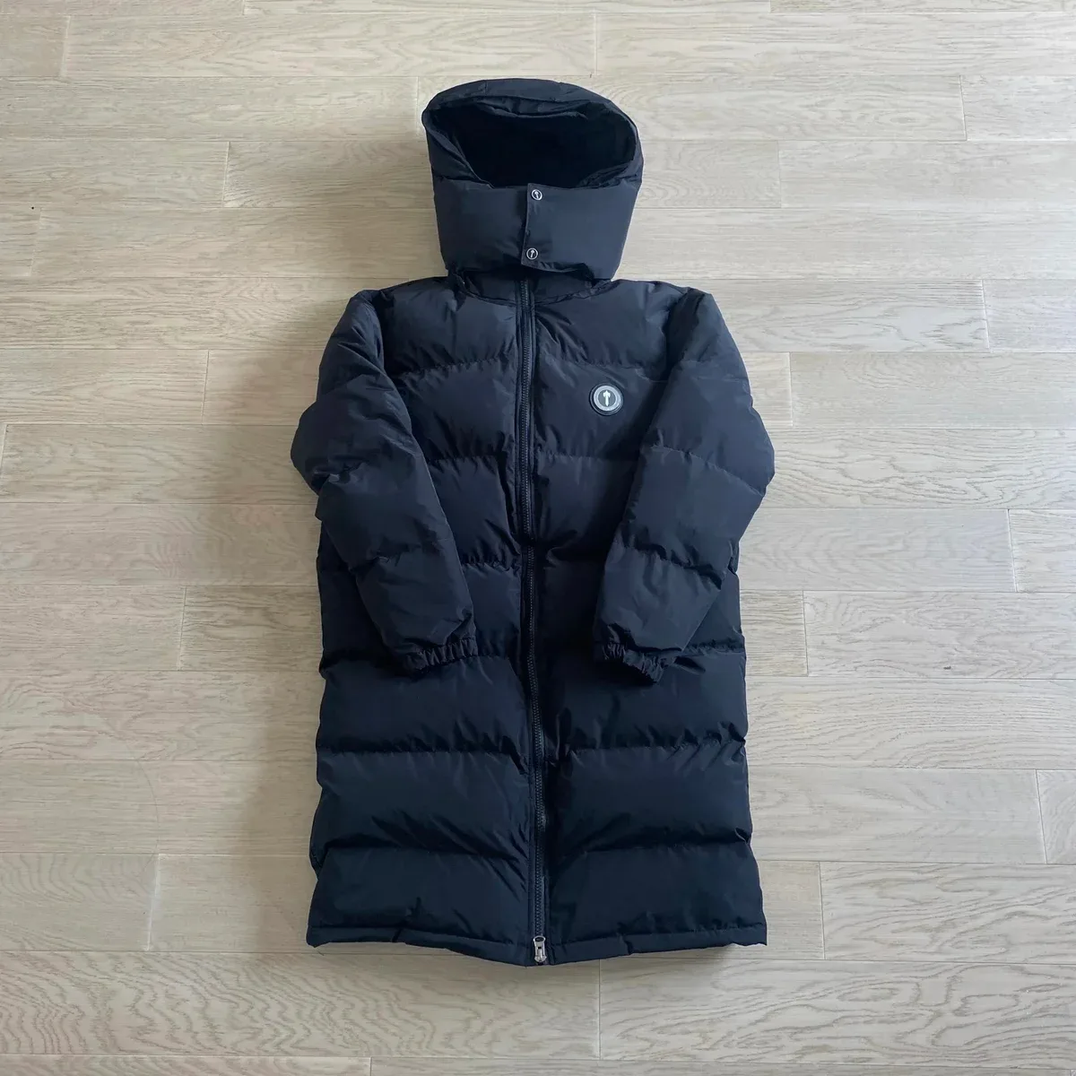 Black Long Puffer Coat with Hood